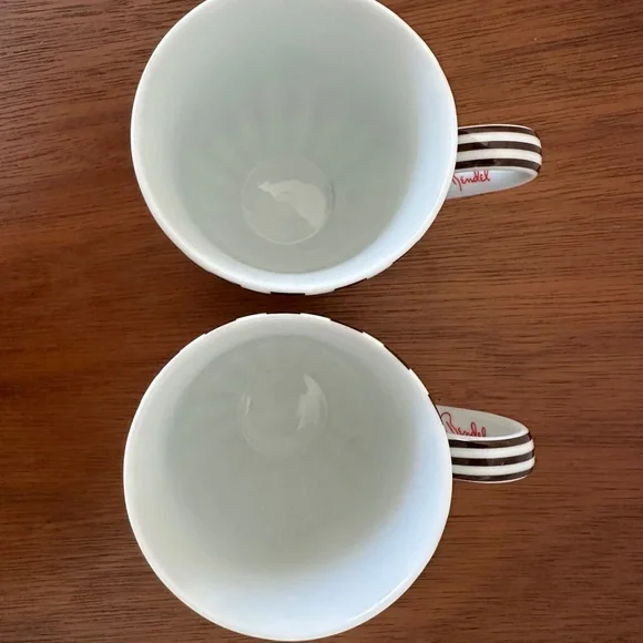 Henri Bendel Brown and White Striped Mugs (2) - Picture 5 of 8
